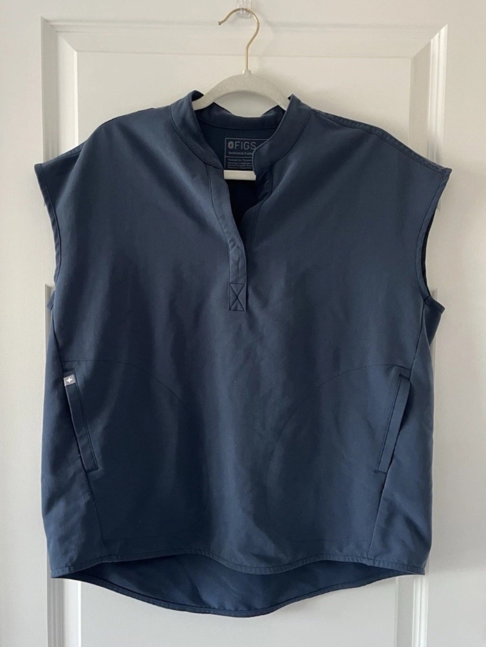 Figs Technical Collection Henley Scrub Top Navy Blue